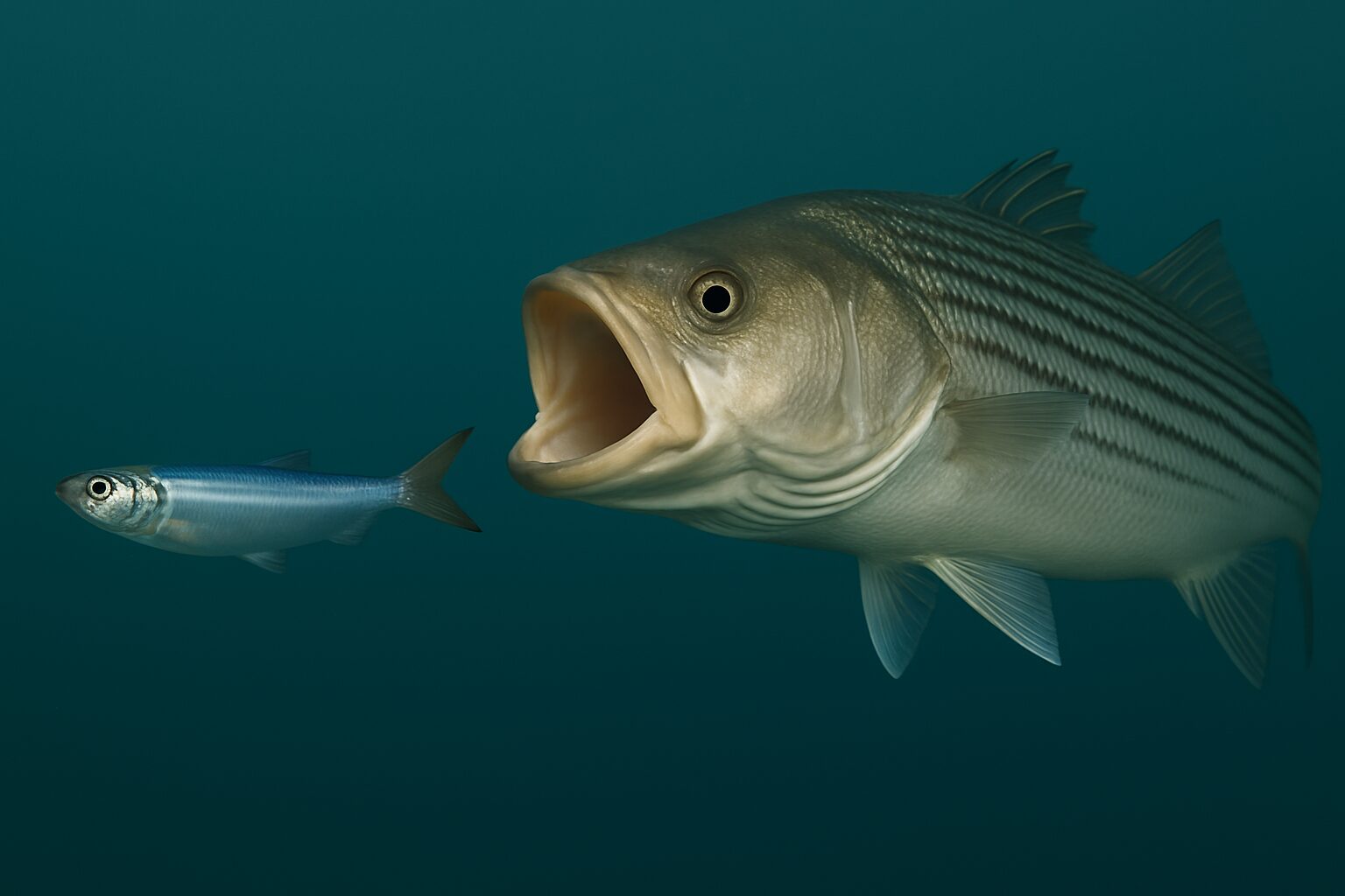 striper chasing herring